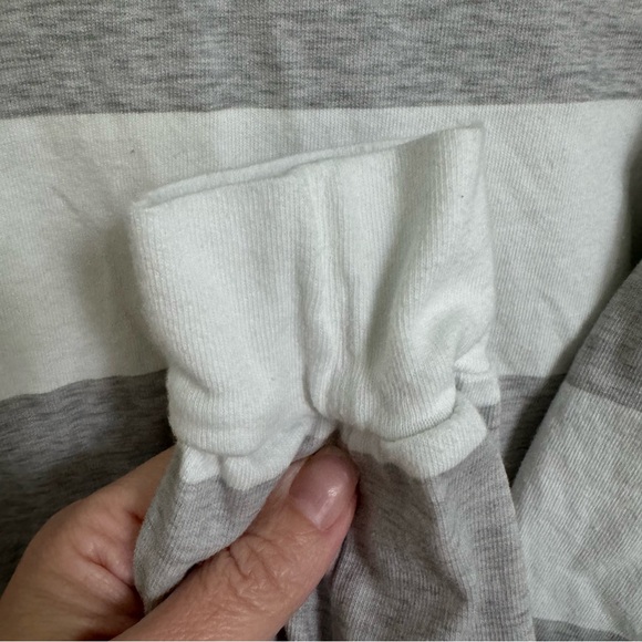 SO Grey & White Striped Cropped Collared Long Sleeve Shirt Juniors M - Picture 6 of 10